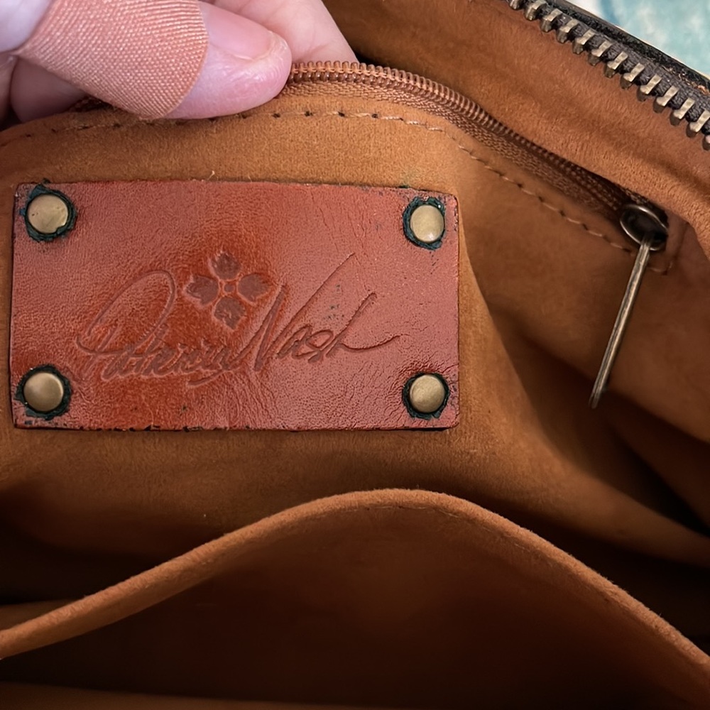 Patricia Nash Brown Leather Map Crossbody Bag - Picture 11 of 16